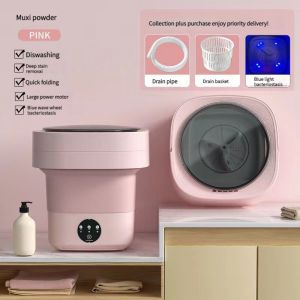 8L portable automatic folding washing machine small intelligent timing blue light sterilization washing machine underwear socks washing machine small washing
