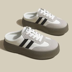 Free Shipping Baotou Thick-Soled Slippers 2026 Spring Collection Comfortable Versatile And Fashionable Slip-On Shoes For Women Baotou Half-Slipper Style