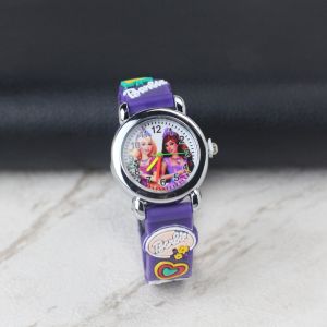 Jam tangan Fashion anak-anak bulat tali rubber analog karakter