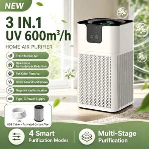 UV Air Purifier Desktop Composite Filter Dust Odor Remover Allergen for Home Bedroom Pet Area 25㎡ 16W Free Shipping
