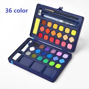 Radius K 36 Colors Solid Watercolor Set 9-Piece Painting Kit with Brushes Paper & Art Tools