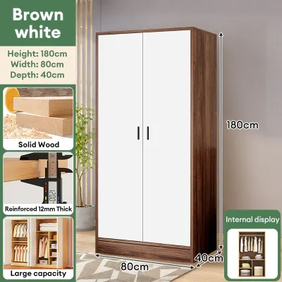 GOLD Solid Wood Wardrobe 2 Door Wood Cabinet Multipurpose Wardrobe Almari baju 2 pintu 实木衣柜