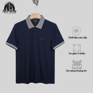 Áo Polo Nam Monogram Cao Cấp Cổ Họa Tiết Cotton Thoáng Khí Co Giãn 4 Chiều Form Slim Tôn Dáng ANISHOP