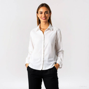 KEMEJA WANITA RAYON PUTIH HITAM LENGAN PANJANG