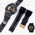 Silicone Strap for Casio G-Shock GA-100/110/140/200/400/700 800 GD-100/110/120 Men Replacement Black Gold Buckle Watch Band 16mm. 