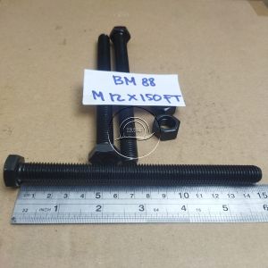 BAUT MUR BAJA KUNCI 19 M12 X 150 FULL DRAT PANJANG 15CM 15 CM BAUD HTB GRADE 8.8 HITAM M12X150 12X150 12 X 150 DIAMETER DRAT 12MM PITCH DRAT 1.75 SEKRUP SKRUP