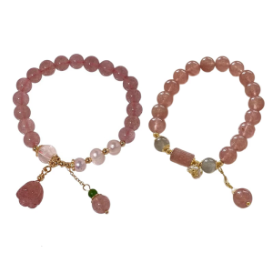 Strawberry Quartz Natural Pearls Stretch Wristband Beaded Bracelet Elegant Reiki For Women Birthday Gift