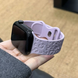 Engraved Leopard Strap For Apple Watch Ultra2 3 band 49mm 44 41 40 45 38mm Silicone Bracelet Iwatch Series 98765SE 10 11 46/42mm