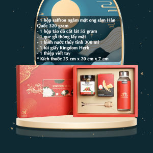 Set quà tặng hộp quà tặng cao cấp sâm mật ong saffron và táo đỏ / kỷ tử chính hãng Kingdom Herb
