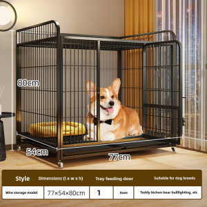 Heavy Duty Dog Cag with Poop Tray Metal Foldable Pet Cage with 4 Wheels