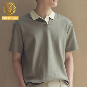 Local Delivery--Summer handsome light mature style solid color lapel casual short-sleeved Polo shirtLelaki Berkolar kemeja