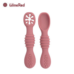 Mamibayi Set Sendok Mpasi Bayi Sendok&Teether 2pcs Silikon Baby Training Spoon