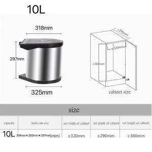 Stainless Steel Trash Can For Kitchen Garbage Poubelle Recessed Built-in Double Bucket Trash Bin Dus