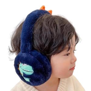 Children Foldable Ear Warmers Lovely Dinosaur Print Ear Muffs Soft Earmuffs Winter Accessory for Girls and Boys