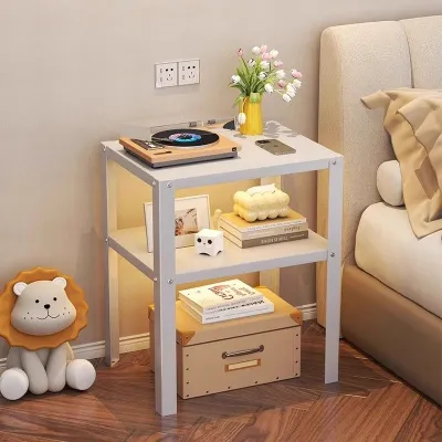 Bedside Table Metal storage rack Square coffee table Bookshelf Sofa table Double-layer storage rack