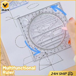 Students Design Drawing Ruler Ellipse Geometric Function Stereo Template Multipurpose Geometric Drawing Template Multifunctional Rotary Multi-function Geometric Drawing Template Ruler Protractor Learning Measuring Tool Architecture Stationery Supplies