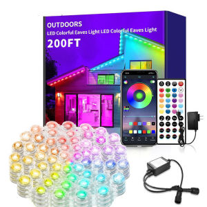 RGB Christmas String Light Outdoor Waterproof Remote Control Colorful Decoration lP65 Ratedfor House Eaves Garden Trees Party Venue Holiday Festival Ambient Lighting