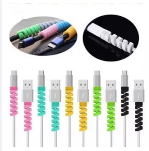 2 Pcs Universal Silicone USB Date Line Sleeve Spiral Cord Winder Cable Protector Prevents Breakage