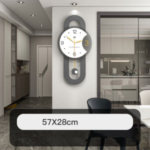 Minimalist Nordic Series Art Elliptic Swing Wall Clock Hot Sale Home Living Room Simple and Fashion Retro Creative Vintage Clock Decorations 57x28cm