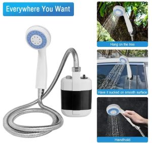 【Original+24hours delivery】Portable Camping Electric Shower Outdoor USB Rechargeable Shower Head Bathing 3.7V Pump 4.9ft for Beach Swimming Outdoor Traveling Hiking Shower Head With Hose Set