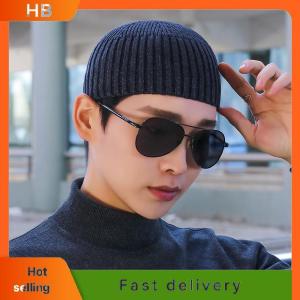 HB Street Solid Color Knitted Cap Brimless Warm Vintage Dome Hat Elastic Outdoor Melon Beanie Cap