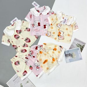 Bộ quần áo bé gái mùa hè pijama cổ sen cộc đùi bé gái size 11- 40kg chất lụa mango mềm mịn mát không nhăn ảnh chụp thật - Myna Pyjamas