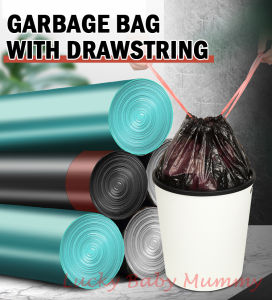 5 Rolls (75 pcs) of Garbage/ Trash / Plastic Dust Bin Bag with Drawstring/Local Stock