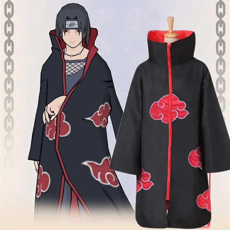 Naruto Costume Akatsuki Cloak Cosplay Sasuke Uchiha Cape Cosplay