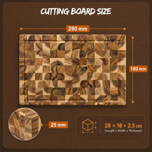 Premium TEAK wood cutting board – Splinter-free mold-resistant food-safe.