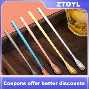 【ZTOYL】 1pc Stainless Steel Long Handle Stirring Spoon Coffee Tea Spoons Dessert Spoon Stirring Rod Tiny Spoon Kitchen Accessories