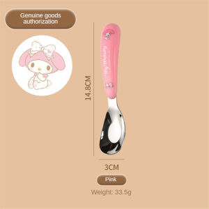 GUOYIHUA ทารก 304 สแตนเลสช้อนการ์ตูน Sanrio เด็กซุปช้อน Melody Kuromi บ้านช่วยช้อนอาหารเด็ก