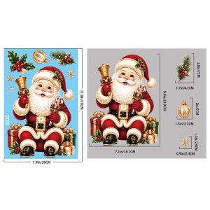 MODERNLUX Electrostatic Merry Christmas Window Stickers Multicolor Window Cling Window Decals Funny Waterproof Christmas Electrostatic Stickers Christmas Decor