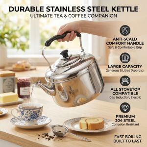 Stainless Steel Thickened Kettle Stovetop Water Kettle Heavy Duty Boiling Kettle Large Capacity Heat Resistant Handle Home Kitchen