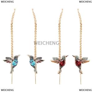[COD] WEICHENG Hummingbird Long Drop Earrings Bird Pendant Tassel Pendant Earrings