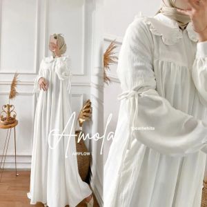 Bisa COD | Baju Gamis Wanita Bahan Crinkle Airflow Premium | Amola Dress Maxy | Dres Remaja Polos Rempel Kerah Cantik | Baju Muslim Gamis Syari | Baju Viral Wanita Cantik Gamis Jumbo 2023
