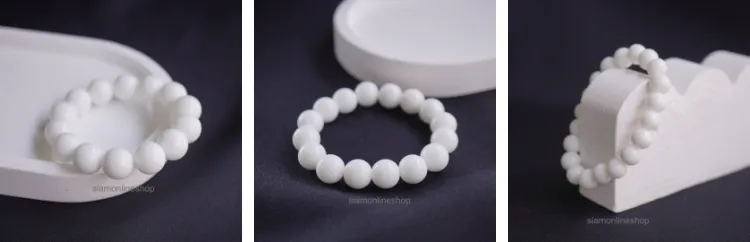 OPAL หินโอปอลสีขาว เลือกขนาดเม็ดหินได้ ( 4-12 มม. ) สร้อยข้อมือหินแท้