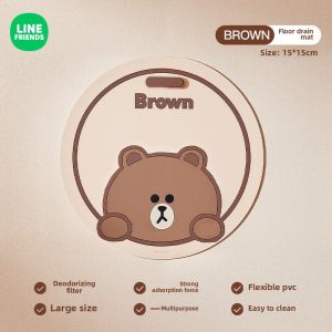 แผ่นซิลิโคนสำหรับห้องน้ำ Line Friends ของแท้ 100% ฝาปิดกันกลิ่น วัสดุ PVC ไม่เสียรูปง่าย ทำความสะอาดง่าย ที่รองแก้ว ใช้ได้ในหลายสถานการณ์และหลายวัตถุประสงค์ LFB343