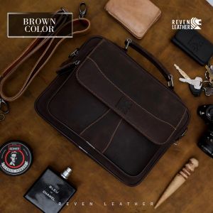 Tas Selempang Kulit Pria Tas Slempang Slingbag Tas Kerja Pria Cowok Massenger Bag Pria Kekinian Kulit Reven Bima Crazy Horse Kulit Sapi Premium Quality