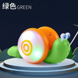 MamaKiddo Baby Rope Pull Snail Toy Electric Trailer Toddler Walking Cartoon Toy For Baby Girl And Boy- 6374
