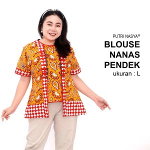 Blouse Big Size Wanita Atasan Batik Jumbo Lengkap L-XL-2L-3L-4L-5L-6L-7L Model Blus Jumbo Kerja Batik / Pakaian Batik Kekinian LD 140 / Blus Seragam Kantor Big