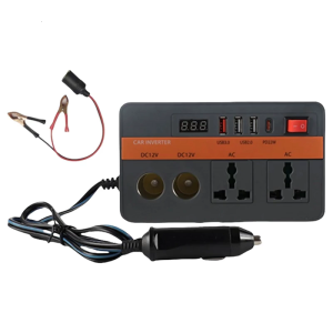 Condensed 12V Direct To Alternating 220V Car Inverter With Pressure Monitoring 300W Continuous Power For Road Trips Outdoor Use