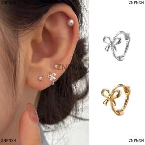 [COD] ZNPNXN 1Pair Korean Style Simple Bowknot Small Studs Earrings Fashion Exquisite Bow Ear Hoop For Women Ear Jewelry Accessories