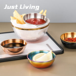 JustLiving Đĩa Đựng Nước Sốt Kiểu Nhật Đĩa Tròn Gia Dụng Bằng Thép Không Gỉ 201 Đĩa Chấm Nước Tương Kim Chi Dày Đĩa Đựng Gia Vị Nhà Hàng Nhỏ