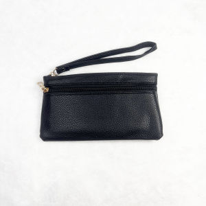 Womens soft PU waterproof coin purse storage bag lightweight solid color double zipper wallet