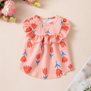 PETPARADIS Breathable Puppy Flower Skirt Soft Thin Pet Skirt Clothes Dog Summer Vest Tulip Design Dog Cooling Vest Summer