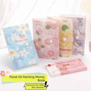 NOBLELYN Save Money 100 Envelopes Money Saving Challenge Reusable A6 Oil Painting Mini Binder Savings Challenge Waterproof Savings Challenges Sheets for Couples