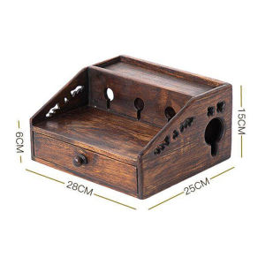 Solid Wood Multi-functional Storage Wire Box Home Desktop Large Capacity Power Cord Data Line Storage Box Mobile Phone Charging Rack