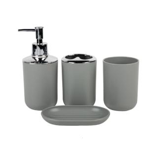 4 Piece Bathroom Organizers Set Plastic Storage For Toothbrush Soap Dispenser Tray Modern White Bath Accessories Countertop Decors