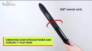 Máy duỗi tóc và uốn tóc bằng gốm tourmaline Brightup 2 trong 1 với tấm rung 1" bàn ủi ion với 10 mức điều chỉnh nhiệt độ/tự động tắt làm nóng nhanh 20S cho kết quả mượt mà như salon màu đen