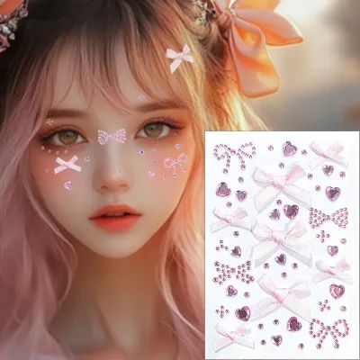 Stiker hello kitty rias lucu / Riasan pita mewah / stiker festival tahun baru riasan selebriti anak-anak dan dewasa